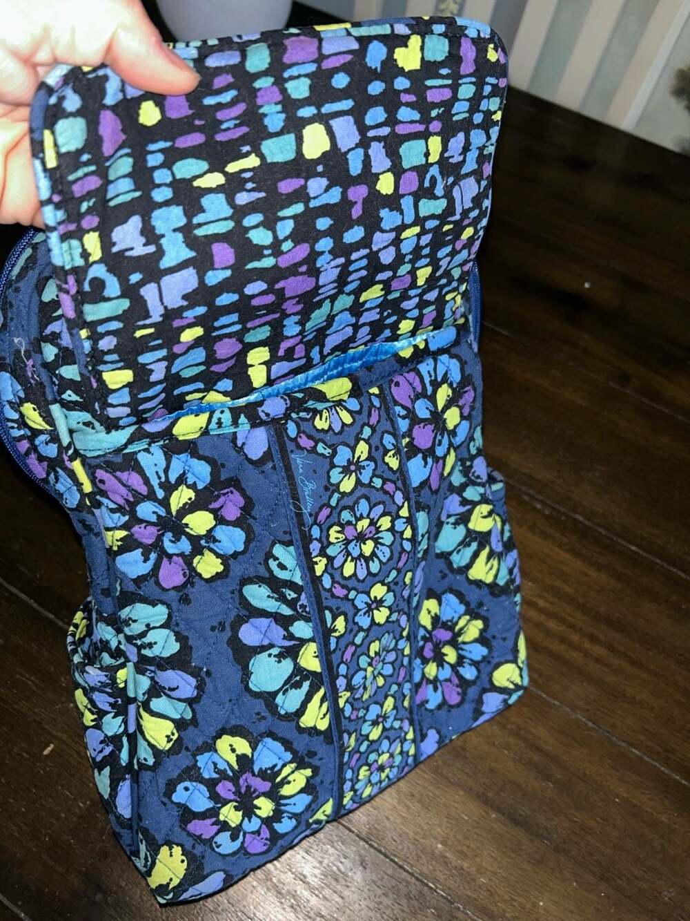 Vera Bradley Mini Backpack in Indigo Pop Quilted Cotton Pattern - Picture 6 of 6